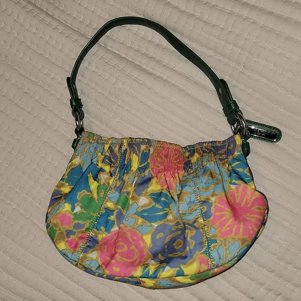 Nine West Boho Cloth Purse Leather Strap Handbag
